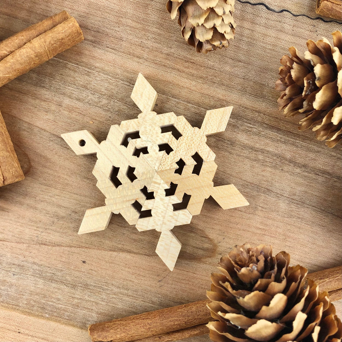 WOODEN SNOWFLAKE ORNAMENT